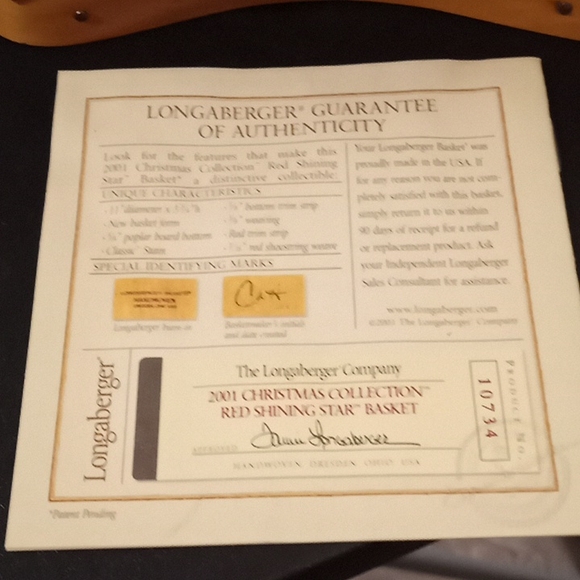 Longaberger 2001 Shining Star basket in Christmas Collection - Picture 2 of 6